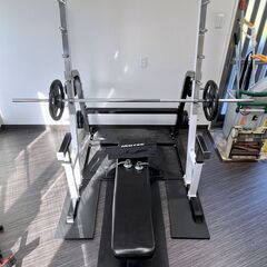 【引取のみ】 美品 iROTEC アイロテック ベンチプレス フルセット 2m×2m 計90kg スクワット対応 筋トレ 横浜市神奈川区 ゴムマット付き