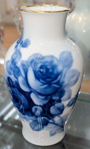 ☆超希少 大倉陶園 OKURA 花瓶 フラワーベース 白磁 検) ブルーローズ