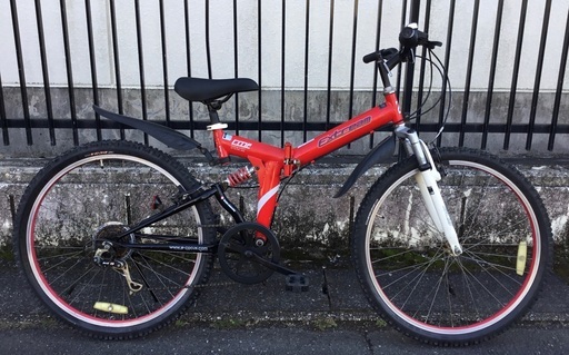 ＜消費税・防犯登録込み＞EXTREAM・◉ MTB・26インチ 折りたたみ マウンテンバイク・シマノ6段変速・ダブルサスペンション(Wサス)PAYPAY10％ポイントサービス月間