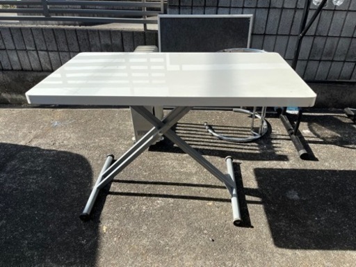 今月取引7200便利❗️昇降式テーブル ダイニングテーブル ホワイト
