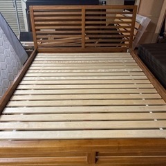 ● ダブルベッド、SCANTEAK、ベッドフレーム、マットレス、セット