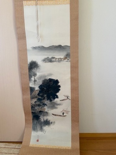 美術品・アンティーク・コレクション 张大千 荷花鸳鸯 中国画 掛け軸