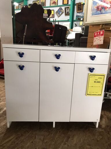 初心者向け 収納棚 キャビネット ミッキー クリーニング済 貝塚市 