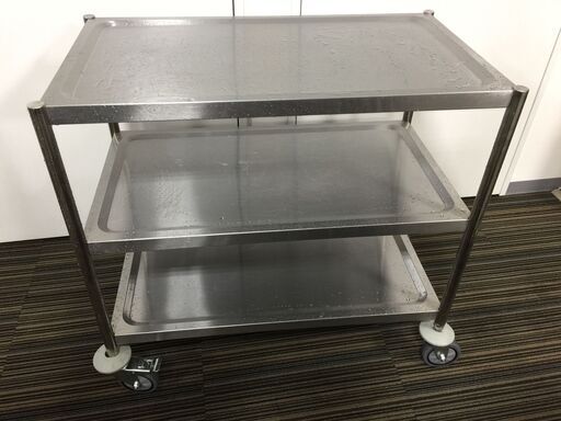 ○配膳台 カート キャスター 厨房用品 店舗 飲食店 業務用 中古 (NF230113)327-19-②(45)◎