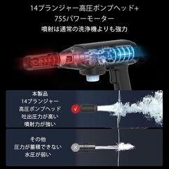 高圧洗浄機 水圧洗浄機:3Mpa 洗浄 機 洗車 ガン コードレス 充電式 ポータブル 高圧洗浄 軽量コンパクト 大容量バッテリー 自給式    新品未使用品