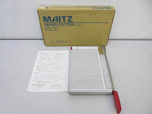 ss4537　マイツ　ペーパーカッター　B5　PS-4　約5枚　裁断機　MAITZ　裁断幅285mm　取扱説明書付き　元箱入り　事務用　大型　カッター　白×赤　事務用品　オフィス用品