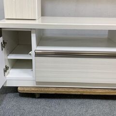 ニトリ/NITORI テレビボード フレージュ160TV WH 木目模様 幅160 ハイグロス ホワイト 中古家具 店頭引取歓迎 R6792)