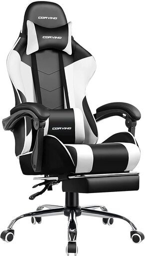 【安さ一番】ホワイト レーシングチェア ゲーミングチェア フットレスト 椅子 多機能 白 ハイバックチェア