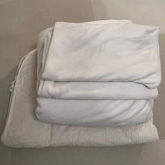 USED 毛布のような掛け布団カバー＆敷パッド＆枕カバー2枚ダブ...