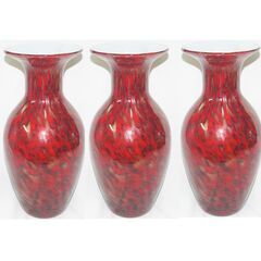 3個　花瓶　昭和レトロ　赤 28cm