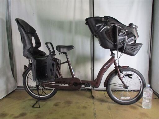 C457★限定特価★ 中古子乗せ付3人乗り自転車 【タケダ　20インチ　　3段　ブラウン　LEDオートライト 】