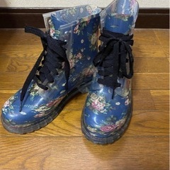 ☆美品☆花柄 オシャレレインブーツ 雨靴 