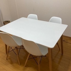 ダイニングテーブル　椅子4つセット　ホワイト　ウッド