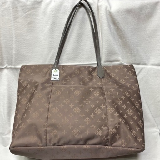 【新品 美品】0020 ラシット ナイロントートバッグ ベージュ×持ち手グレージュ