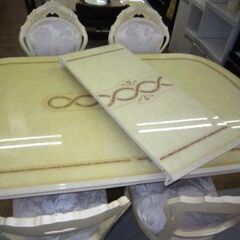 R485 ロココ調 姫家具 ダイニングセット 4人用 アンティーク 伸長式 オーバル 楕円 美品