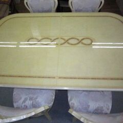 R485 ロココ調 姫家具 ダイニングセット 4人用 アンティーク 伸長式 オーバル 楕円 美品