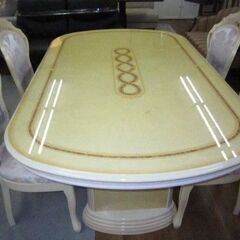 R485 ロココ調 姫家具 ダイニングセット 4人用 アンティーク 伸長式 オーバル 楕円 美品