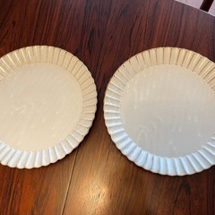 大皿陶器プレート2枚セット　アイボリー
