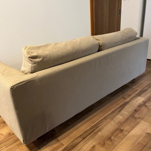送料込み 無印良品 ソファ 2.5シーター ベージュ グレー MUJI／無印良品／ソファ／2.5シーター／木製フレーム／グレー | 宇都宮