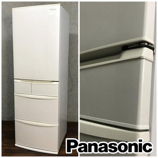 pa2/67 Panasonic ノンフロン冷凍冷蔵庫 NR-ETR438-W 2014年製 426L パナソニック 冷蔵庫 スリム5ドア ハーモニーホワイト 家電◆