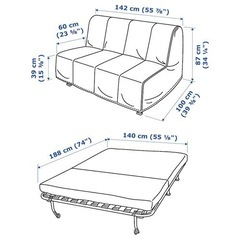 IKEA ソファーベッド　2人掛け　組み立て式