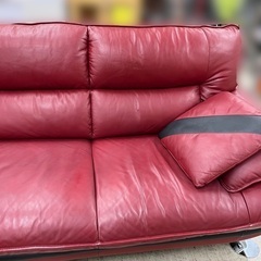 J2112 ニトリ NITORI  本革 レザーカウチソファ ロゾ4 L字ソファ レッドカラーソファ モダン ソファ クリーニング済み 新品参考価格126,500円