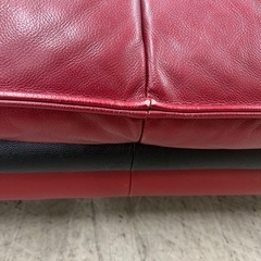 J2112 ニトリ NITORI  本革 レザーカウチソファ ロゾ4 L字ソファ レッドカラーソファ モダン ソファ クリーニング済み 新品参考価格126,500円