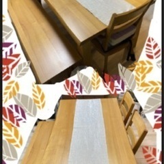 （中古）天然木　ダイニングセット 5点セット