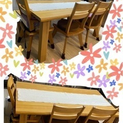 （中古）天然木　ダイニングセット 5点セット