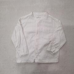 無印良品  キッズ ノーカラーシャツ ホワイト 100cm