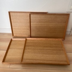 中古【MUJI 無印良品】木製 角型トレー Mサイズ　4枚セット