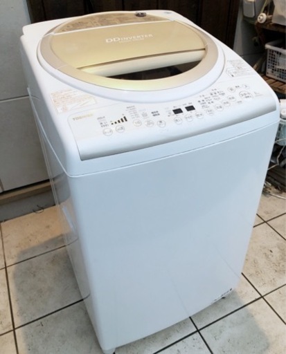 (送料無料) 洗濯・乾燥機 洗8kg 乾4.5kg ヒーター熱で完全に乾かす 2年使用 極美品 TOSHIBA ⑤