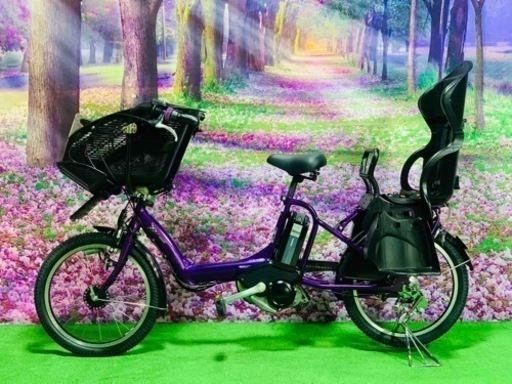 ❷ 4769子供乗せ電動自転車ブリヂストン3人乗り新品20インチ良好バッテリー
