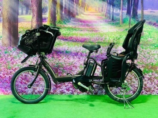 ❷ 4766子供乗せ電動自転車ブリヂストン3人乗り新品20インチ良好バッテリー