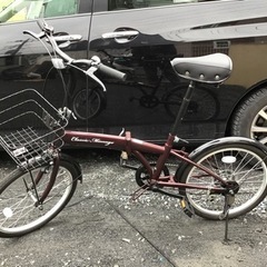 新品未使用品　折りたたみ式自転車　ボルドー色　20インチ