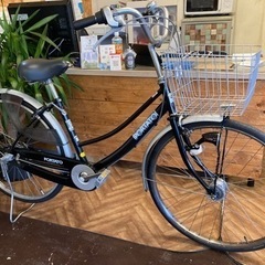 【後輪タイヤ新品！LEDオートライト】内装３段　26インチ自転車　ブラック 後輪タイヤ新品！LEDオートライト】内装3段 26インチ自転車 ブラック