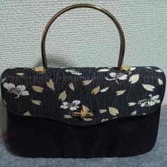未使用新品　黒地に桜柄　和装バッグと草履