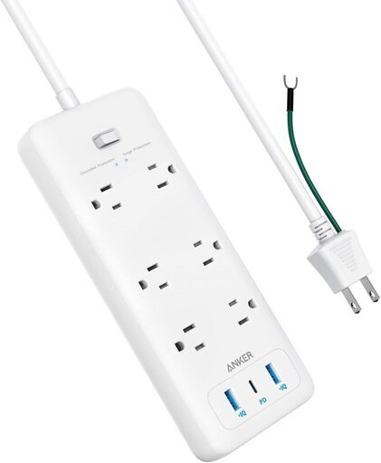 【定価4189円⇒2080円】Anker PowerPort Strip PD 6（USBタップ 電源タップ コンセント差込口 6口 USB-C 1ポート USB-A 2ポート 延長コード 2m）【PSE技術基準適合 / USB Power Delivery対応 / ほこり防止シャッター】