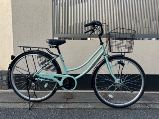 ギアチェンジ付き自転車 軽快車 ブリーズ26 6段LEDオート Tブルー
