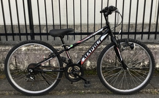 ＜整備・良品＞MAPOUT 26インチ・ジュニア自転車  3×6段シフト ブラック・新品交換部品多数・洗車済でピカピカです♪