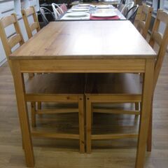R324 IKEA 天然木 パイン材 ダイニング5点セット、幅118cm USED