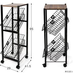 ランドリーバスケット 2段 洗濯かご キャスター付き