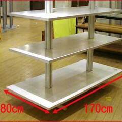 4段　白い木製テーブル【廃業雑貨店の備品処分】