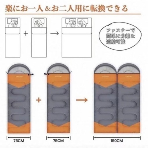 【新品】大特価‼️寝袋　右開き　丸洗い可　中綿　キャンプ　アウトドア　防災　2個セット