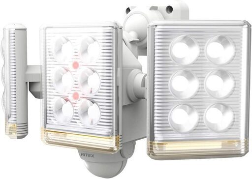 【定価7083円⇒3440円】ムサシ RITEX フリーアーム式ミニLEDセンサーライト(9W×3灯) 「コンセント式」 LED-AC3027 ホワイト