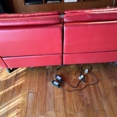 【購入1年以内】3人用両電動本革リクライニングソファ