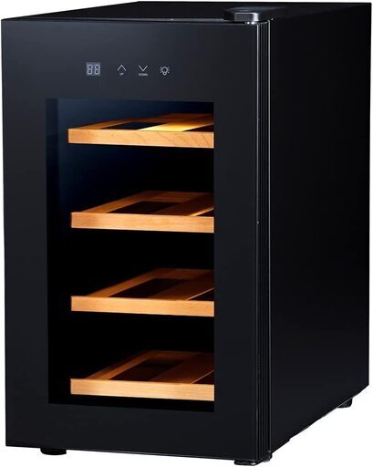 【定価14512円⇒8160円】PlusQ/プラスキュー ワインセラー 8本収納 BWC-008P ブラック 日本メーカー製ペルチェ採用 コンパクトモデル 静音式 国内サポートセンター 振動抑制 省エネ LEDライト 木製棚 温度設定4-22℃