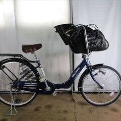 C468★限定特価★ 中古自転車 【F２2R26インチ　子乗せ付自転車　キッズカーゴ　3段　ネイビー　】