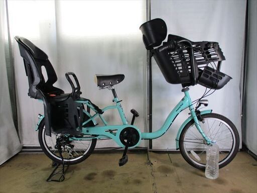 C477★限定特価★ 子乗せ付3人乗り中古自転車 【20インチ　アサヒ　mama fre 6段　ライトグリーン 】