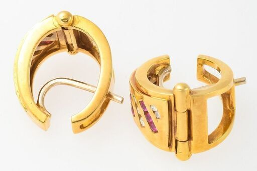 750YG ルビー・ダイヤモンド ピアス 品番p21-356 750YG ルビー・ダイヤモンド ピアス 品番p21-356